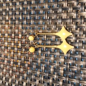 Star Diamond Yellow Enamel  Earrings stamped  Art